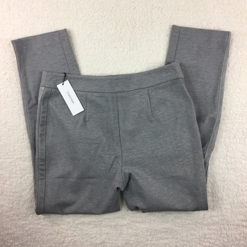 Calvin Klein Ankle Pants Faux Leather Stripe 10 - Picture 5 of 7